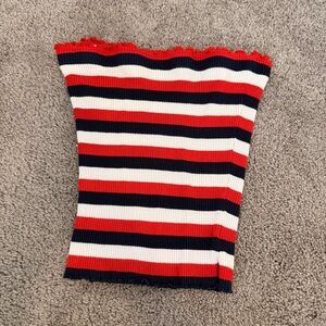 Chic Striped Red, White, and Blue Crop Top size medium